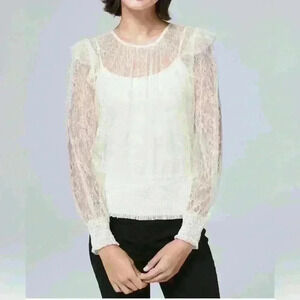 White House Black Market Sheer Lace Blouse Size Small